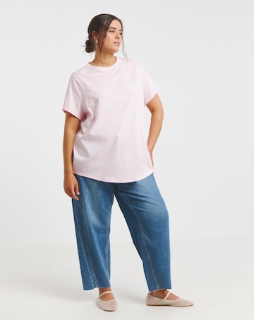 Simply Be Pink & Burgundy 2 Pack Curved Hem Longline Pure Cotton T-Shirts