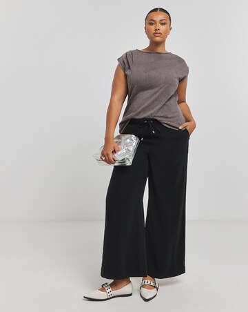Acid Wash Draped Slash Neck Top