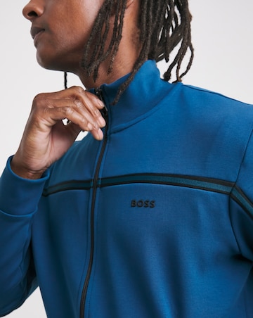 BOSS Blue Stripe Full Zip Sweat Top