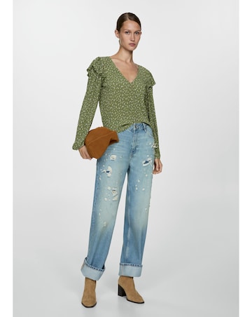 Mango Floral Ruffle Top