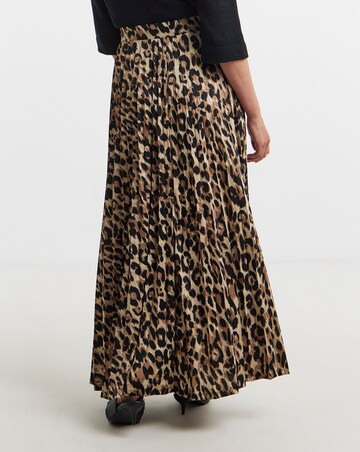 Animal Pleated Pull On Jersey Maxi Skirt
