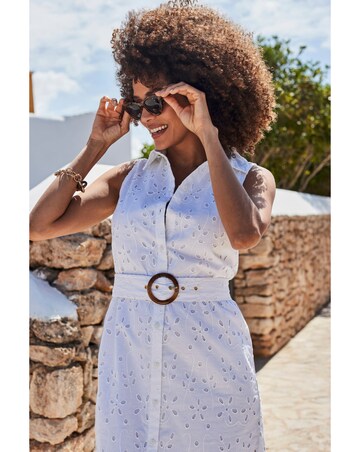 Sosandar Broderie Sleeveless Shirt Dress