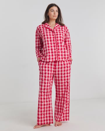 Gingham Cherry Print Cotton Pyjama Set