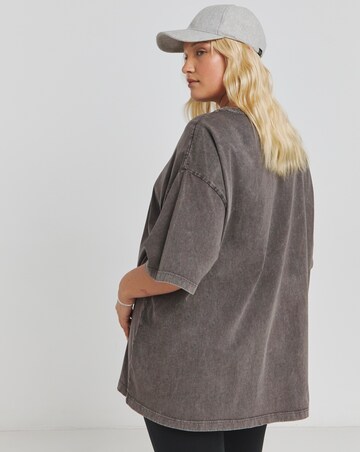 Acid Wash Day Dreamer Oversized Slogan T-Shirt