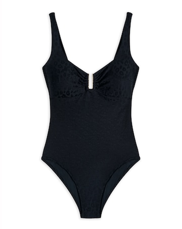 Chelsea Peers U Detail Jacquard Leopard Swimsuit Black