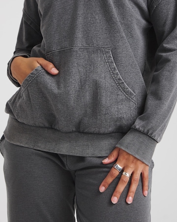 Acid Wash V Neck Sweatshirt