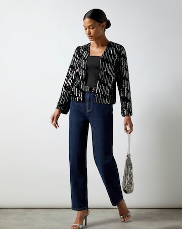 Ro&Zo Black Embellished Velvet Jacket