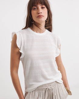 White Frill Sleeve Top