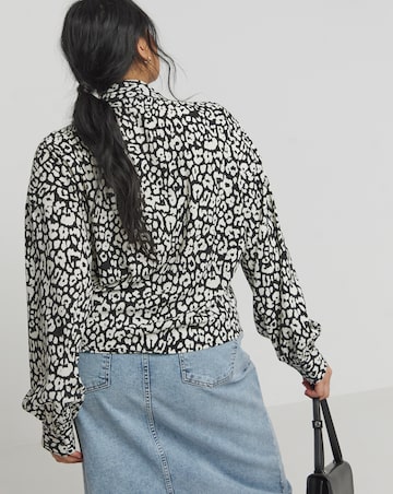 Simply Be Mono Print Tie Front Long Sleeve Shirt