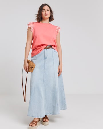 Simply Be Coral Broderie Sleeve Vest