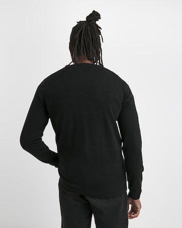 Crew Neck Black Acrylic Knitted Jumper