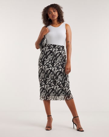Tie Dye Mesh Overlay Midi Skirt