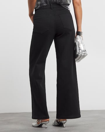 Black Cosy Finish Wide Leg Jeans