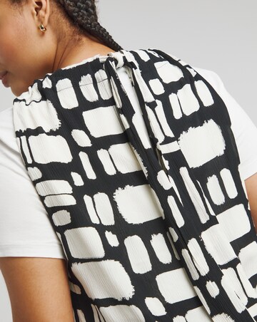 Simply Be Mono Print Crinkle Wide Leg Jumpsuit With Pockets