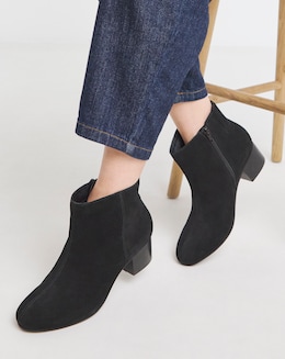 Chiba Suede Low Block Heel Ankle Boot - Extra Wide Fit (EEE)