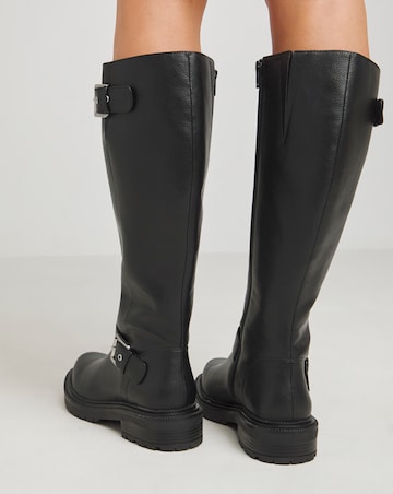 Eden Buckle Detail Knee High Boots - Extra Wide Fit (EEE) & Curvy Calf