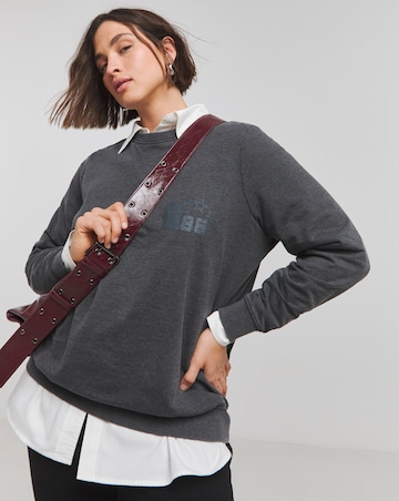 Black Acid Wash All Star Varsity Slogan Sweatshirt