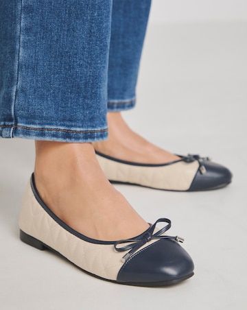 Scilla Quilted Ballerina With Toe Cap - Extra Wide Fit (EEE)