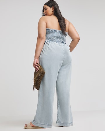 Simply Be Light Wash Lyocell Bandeau Jumpsuit