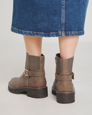 Heavenly Soles Blake Ankle Chelsea Boots with Buckle - Extra Wide Fit (EEE)