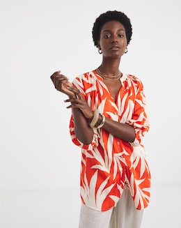 Button Through Printed Blouse