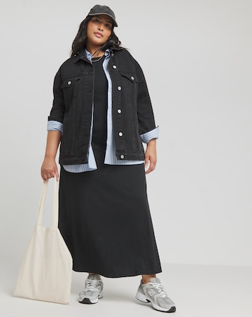 Simply Be Washed Black Los Angeles Graphic Denim Jacket