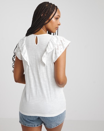 White Broderie Yoke Top