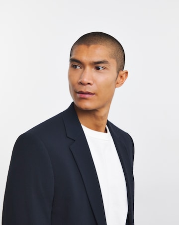 Navy Textured Patch Pocket Reg Fit Suit Jacket