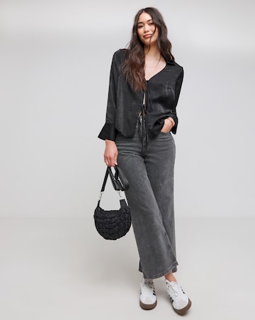 Simply Be Satin Tie Front Long Sleeve Shirt