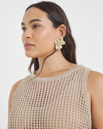 Simply Be Gold Metallic Hole Knit Crochet Midaxi Dress
