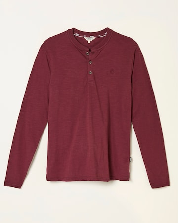 FatFace Woodside Long Sleeve Henley (Regular & Tall) - Burgundy