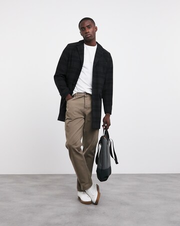 Wool Mix Check Overcoat