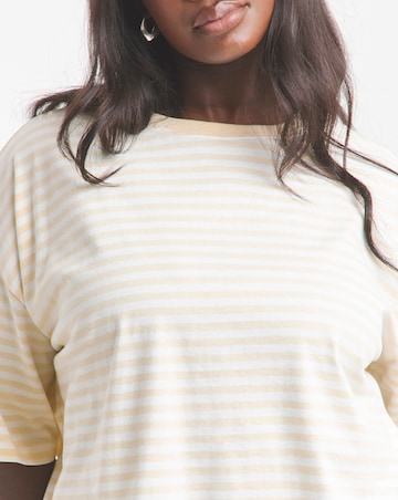 Simply Be Yellow & White Oversized Slouchy Crew Neck T-Shirt