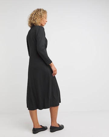 Soft Touch Jersey Zip Front Midi Dress