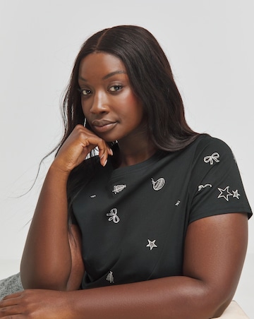 Black Christmas Embroidered T-Shirt