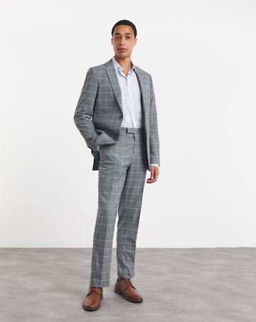 Blue Check Regular Fit Suit Jacket
