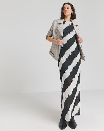 Simply Be Mono Stripe Mesh Scoop Back Column Maxi Dress