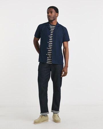 Short Sleeve Revere Collar Linen Shirt