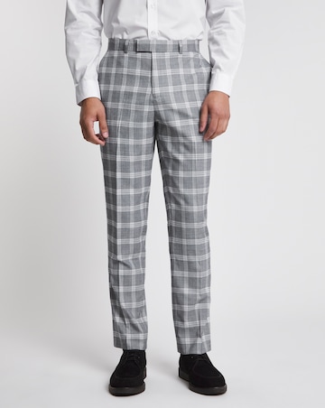 Light Grey Check Regular Fit Suit Trouser