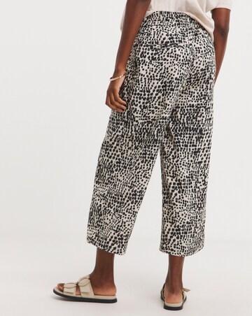 Neutral Mono Printed Linen Mix Wide Leg Culottes