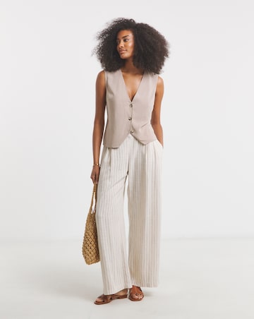 Simply Be Taupe Viscose V Neck Waistcoat