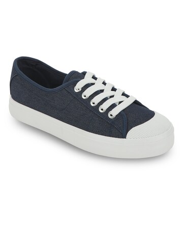 Heavenly Soles Canvas Lace Up Shoes - Wide Fit (E)