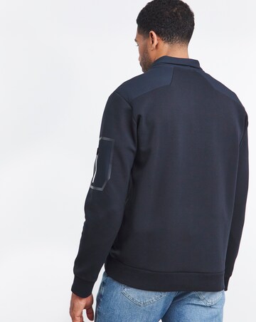 BOSS Navy Zip Neck Sweatshirt