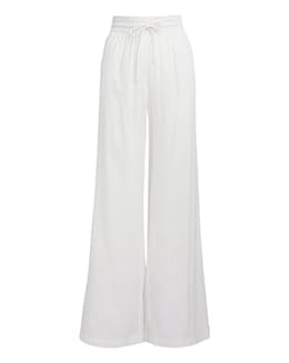 Simply Be White Tie Waist Wide Leg Linen Trousers