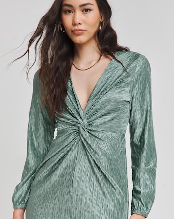 Simply Be Duck Egg Premium Plisse Twist Front Midaxi Dress
