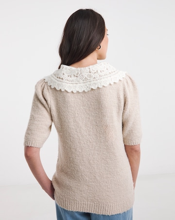 Crochet Collar Short Sleeve Jumper