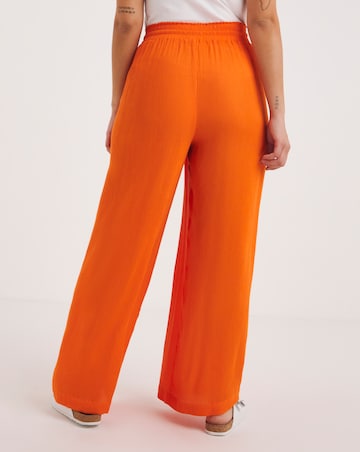 Orange Crinkle Tie Waist Wide Leg Trouser