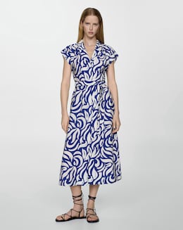 Mango Bow Shirt Midi Dress