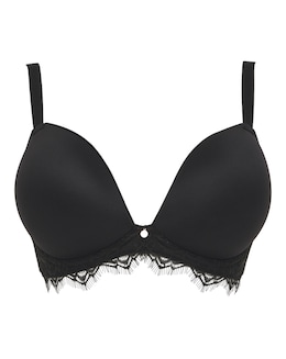 Figleaves Smoothing Non Wired Padded Bra With Lace Detail B-G - Black