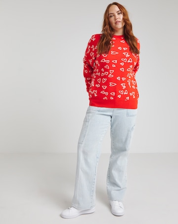 Red Sketchy Heart Pattern Jumper
